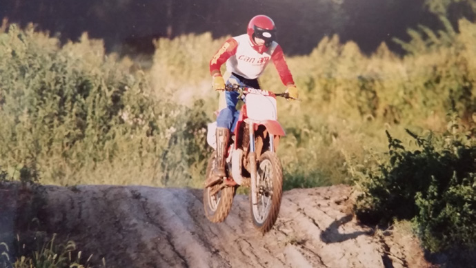 Young Dene Rath on an off-road bike